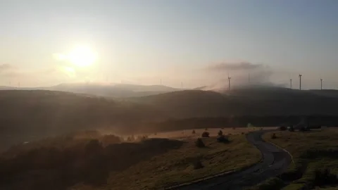 Eco wind park on the mountain. 動画素材 134547364