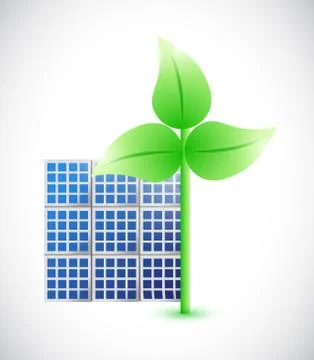 Eco windmill and solar panel illustration design Illustrazione stock