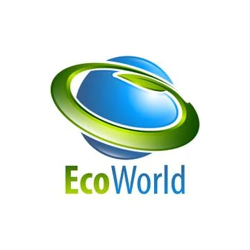 Eco world globe circle leaf logo concept design template Stock Illustration