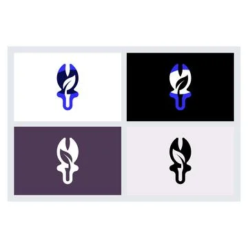 Eco Wrench Logo Concept Design 库存插图