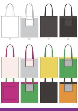 ECObag Fashion Flat Sketche vector template  Stock Illustration