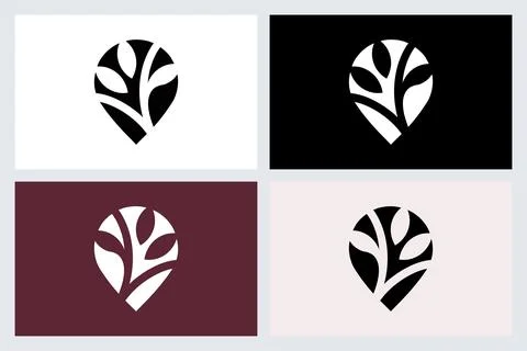 Ecofriendly Location Pin Logo Design Vector Set Stock Illustration