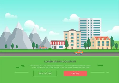 Ecofriendly town by the mountains - modern vector illustration Stock Illustration