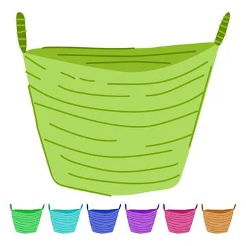 Ecofriendly wicker laundry basket vector cartoon graphic Stock Illustration