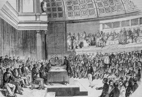 Ecole des beaux arts, tableau de paris par edmond texier,editeur paulin et le Stock Illustration