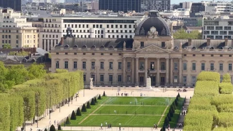 École Militaire and Champ de Mars in Paris, France Stock Footage 334317526