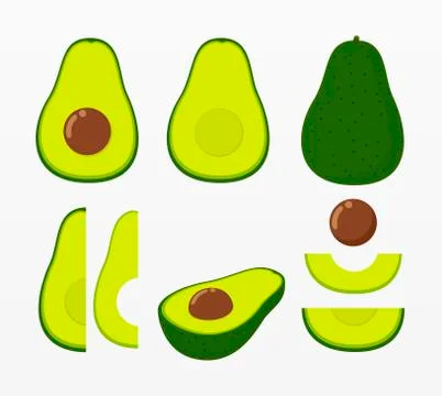 Ecologic and organic avocado set Stock Illustration