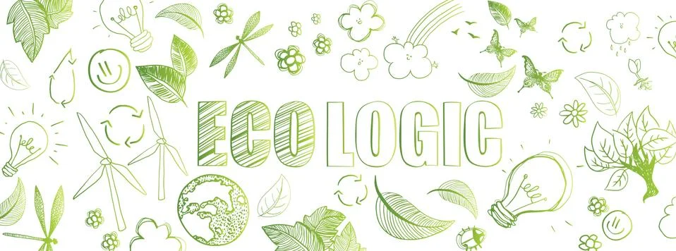 Ecologic doodles banner Stock Illustration