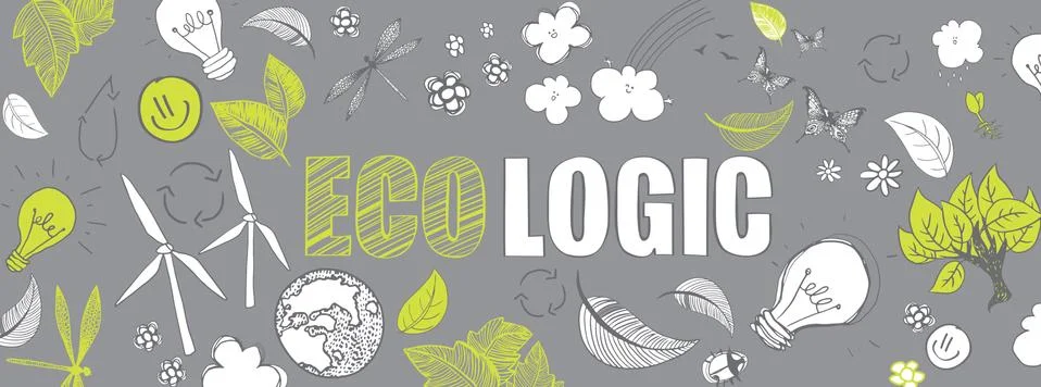 Ecologic doodles banner Stock Illustration