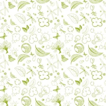 Ecologic green doodles Stock Illustration