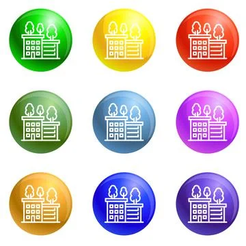 Ecologic house icons set Stock Illustration