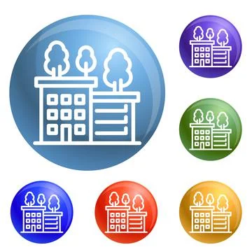 Ecologic house icons set vector Stock Illustration