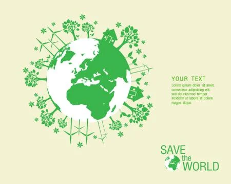 Ecological and save the world green Stock Illustration