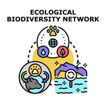 Ecological biodiversity network protecting global natural environment Stock Illustration
