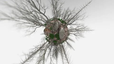 Ecological catastrophy. A tiny planet rotates on a white background, approaching Stock Footage 127692208
