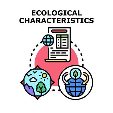 Ecological characteristics vector illustration outlining environmental prin.. Stock Illustration