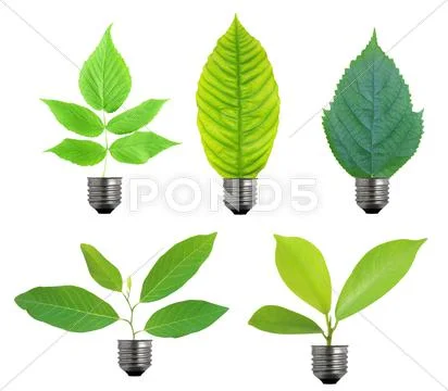 Ecological concept, leaf and lamp mix together Stock Illustration
