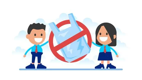 Ecological concept - no plastic bag. Planet Earth ecological problem. Stock Illustration