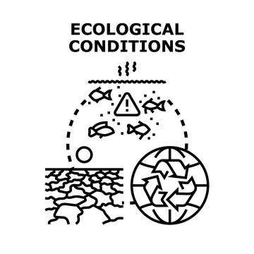 Ecological conditions impacting environment, drought, and water pollution Stock Illustration
