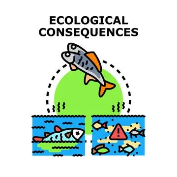 Ecological consequences impacting aquatic life and environment Stock Illustration