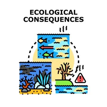 Ecological consequences impacting nature and environmental changes Stock Illustration