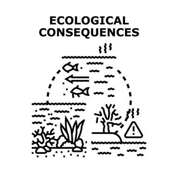 Ecological consequences impacting nature and environmental changes Stock Illustration