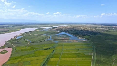 Ecological construction of river beach and river channel management in the Y Stock Footage 257988994