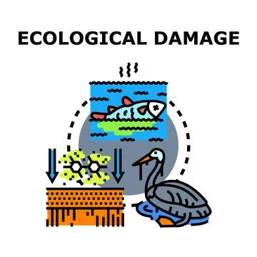 Ecological damage impacting environment harming animal life Stock Illustration