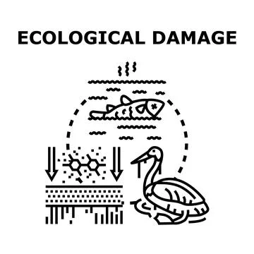 Ecological damage impacting environment harming animal life Stock Illustration