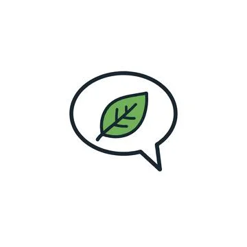 Ecological dialogue a single leaf within a speech bubble symbolizes environ.. Stock Illustration