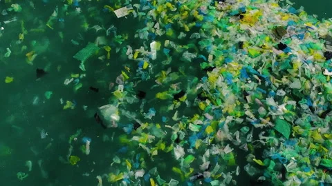 Ecological disaster as disposable plastic bags float in South China Sea; Stockbeeldmateriaal 170050182
