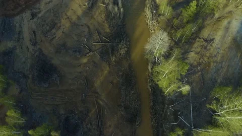 Ecological disaster, environmental pollution, consequences of copper smelter act Stock Footage 197110487