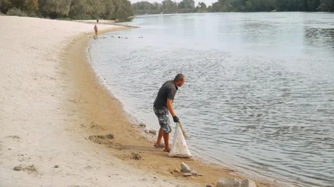 Ecological disaster. river pollution, mass death of fish Stock Footage 284169485