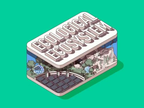 Ecological Ecosystem Isometric Concept Stock Illustration
