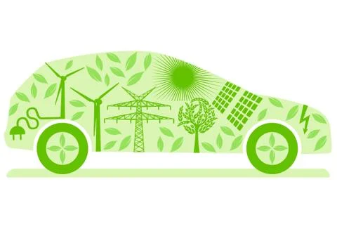 Ecological Electric Car Stock Illustration
