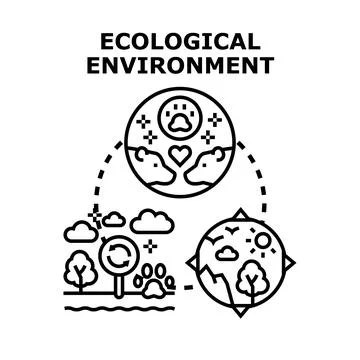 Ecological environment concept connecting animals, nature, and recycling Stock Illustration
