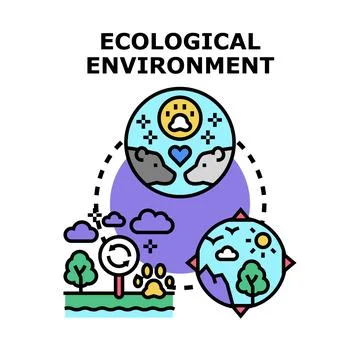 Ecological environment concept connecting animals, nature, and recycling Stock Illustration