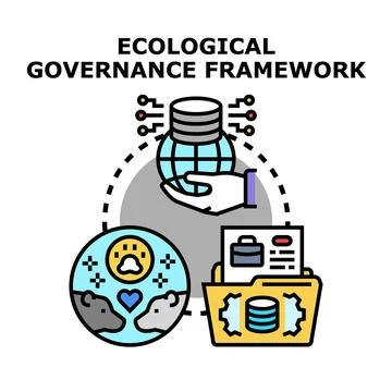 Ecological governance framework connecting planet earth animals data Stock Illustration
