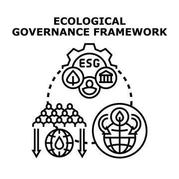 Ecological governance framework managing esg sustainability principles Stock Illustration