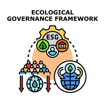 Ecological governance framework managing esg sustainability principles Stock Illustration
