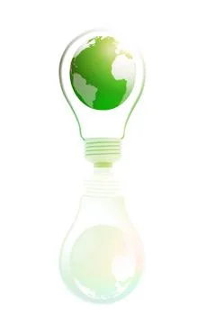 Ecological green world inside a lightbulb Stock Illustration