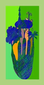 Ecological hand on a variegated background Stock Illustration