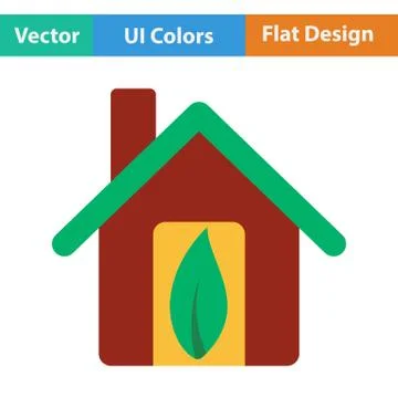 Ecological home with leaf icon Stock Illustration