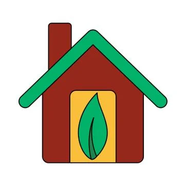 Ecological Home With Leaf Icon Ilustración de archivo