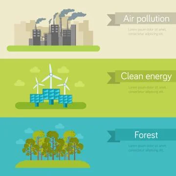Ecological horizontal banners vector illustration concept Stock Illustration