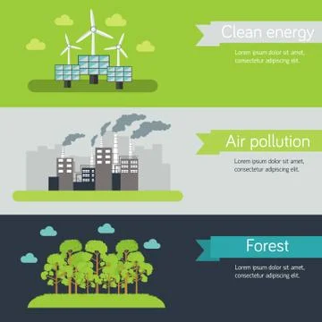Ecological horizontal banners vector illustration concept. Template for website Stock Illustration