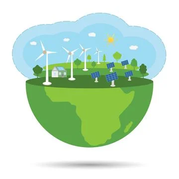 Ecological house and environment conservation. Concept of planet earth. Ilustración de archivo
