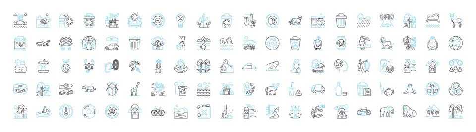 Ecological issues vector line icons set. Ecology, Conservation, Pollution Ilustración de archivo
