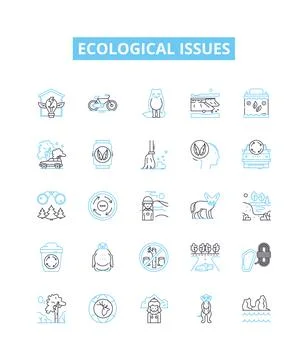 Ecological issues vector line icons set. Ecology, Conservation, Pollution Ilustración de archivo