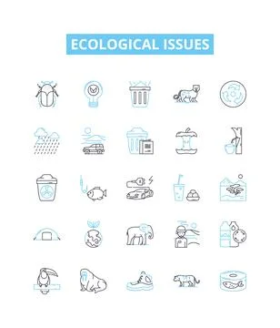 Ecological issues vector line icons set. Ecology, Conservation, Pollution Ilustración de archivo
